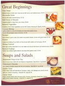 Great Beginnings...menu posted January 9, 2008