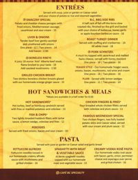 Entree, pastas and sides  Menu Posted October 27, 2011
