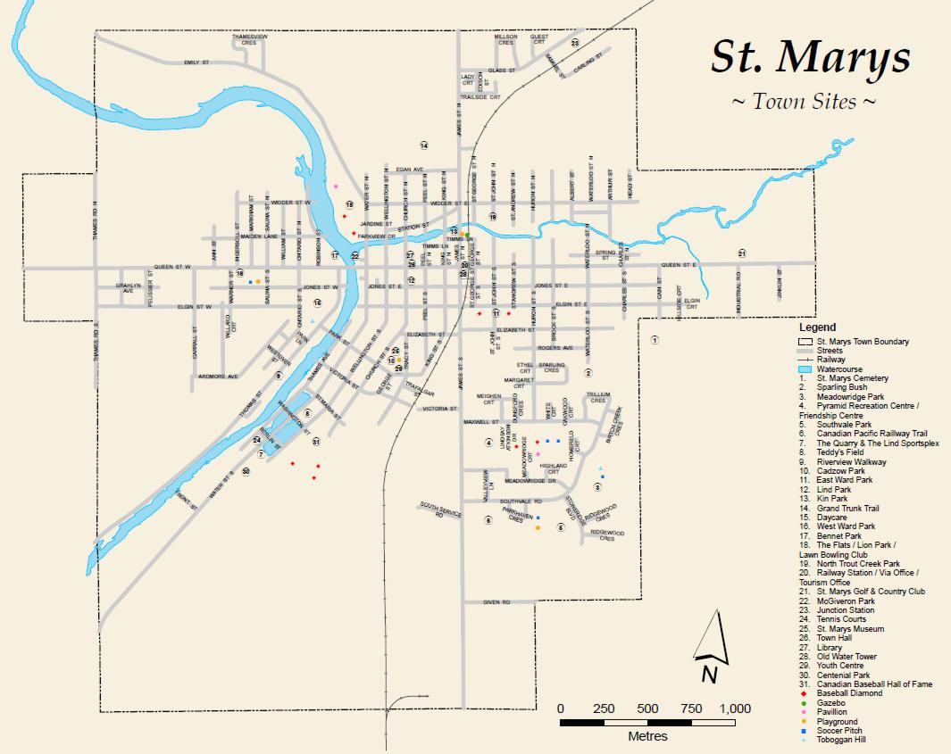 Map Of St Marys Ontario Rural Routes - Town Of St. Marys (Single Tier Perth)