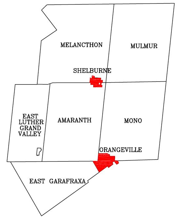 Map Of Shelburne Ontario Rural Routes - Town Of Shelburne (Lower Tier Dufferin)